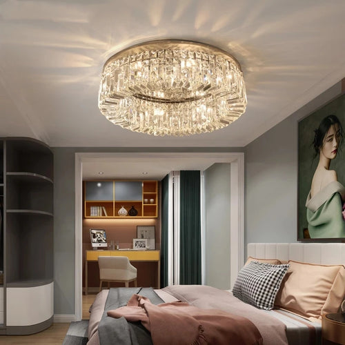Plafonnier Led suspendu en cristal au design nordique luxueux