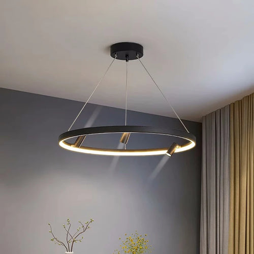 suspension LED en forme de cercle style nordique moderne - vue 3 sur 9