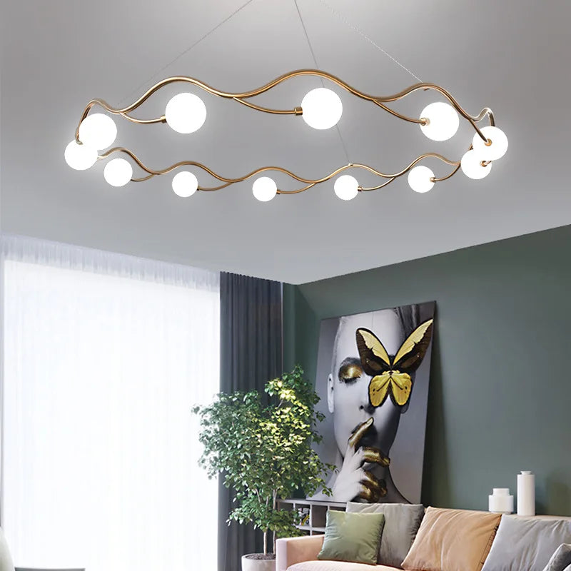 lustre nordique simple anneau led éclairage intérieur décoratif - vue 3 sur 8