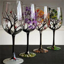 Verre à vin arbre quatre saisons peint main