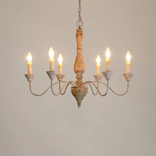 lustre en bois style Américain Rural Vintage salon salle à manger chambre suspension café magasin de vêtements plafonnier - vue 2 sur 8