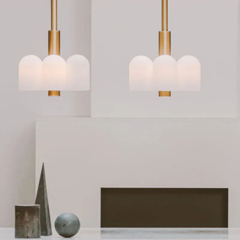 lustre led en verre style art déco éclairage moderne suspendu - vue 5 sur 13