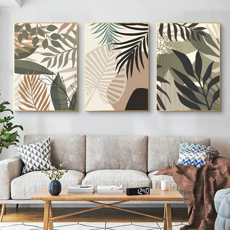 affiche artistique de feuilles de palmier pour décoration intérieure