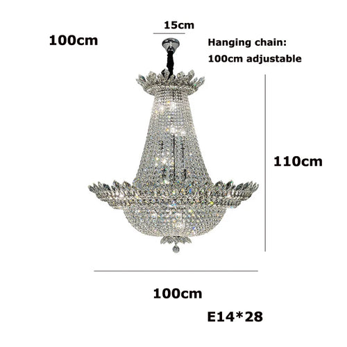 lustre led k9 cristal palace à intensité variable pour un éclairage élégant