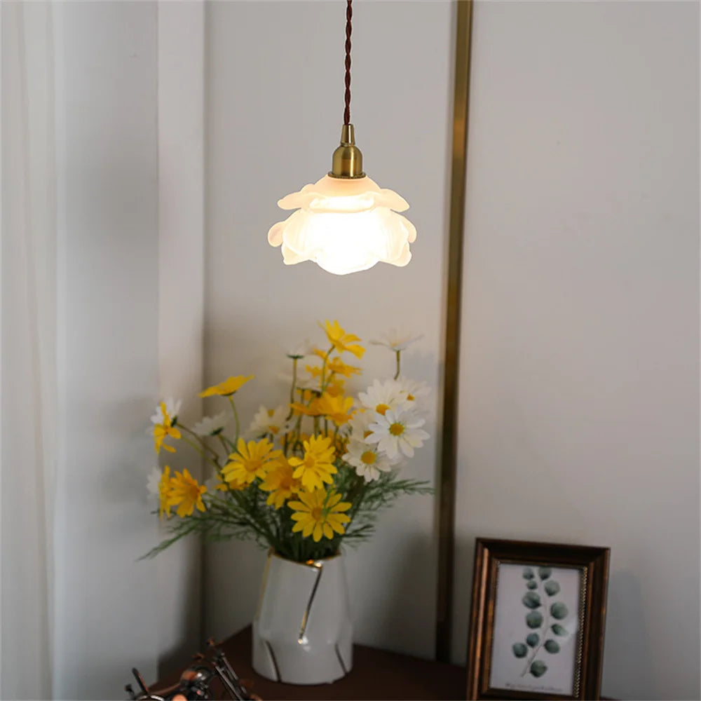 suspension vintage nordique en verre et laiton pour éclairage domestique - vue 5 sur 8