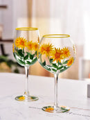Verre à vin motifs floraux peints lot trois