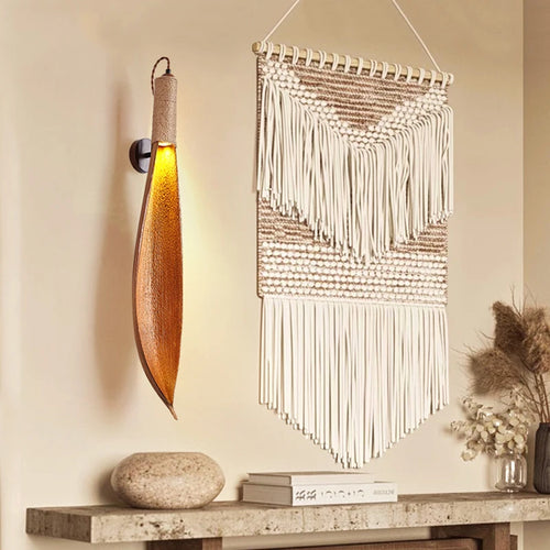 lustre japonais wabi-sabi art rétro feuille naturelle pour boutiques et restaurants - vue 3 sur 8