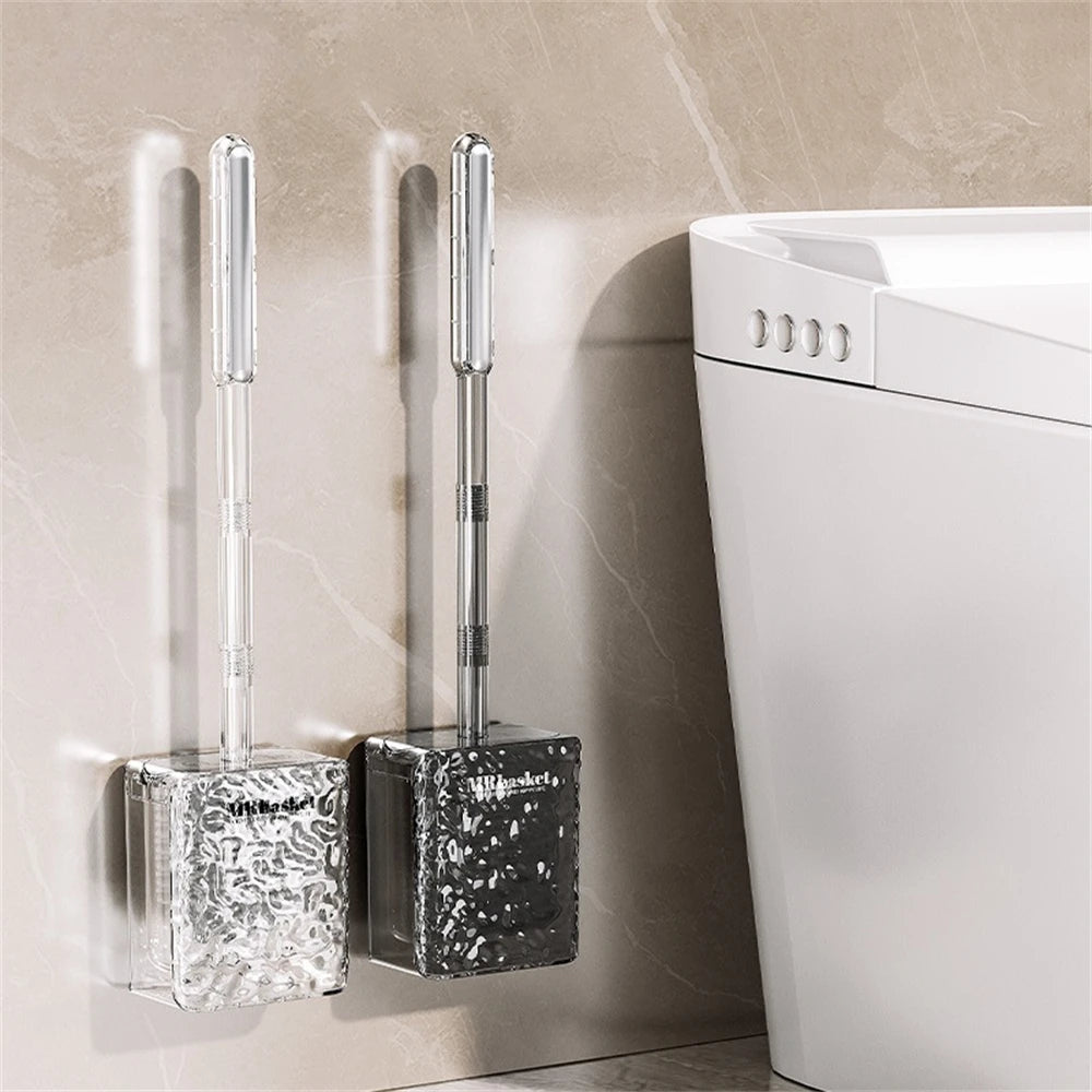 brosse de toilette à ventouse motif glacier avec long manche et fixation murale - vue 2 sur 8