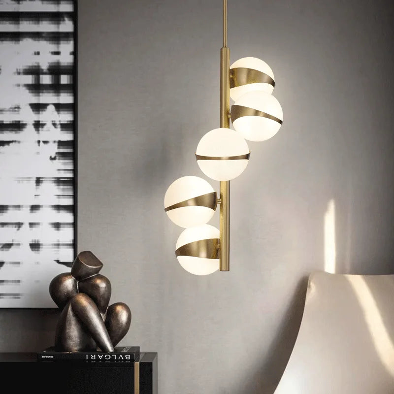 plafonnier nordique en cuivre design créatif pour éclairage intérieur - vue 4 sur 8