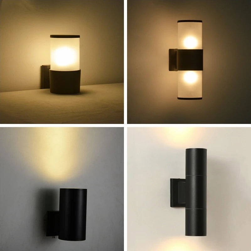 12W Outdoor Glass Tube LED Wall Lamp E27 Waterproof Single Double Head Up&Down Lighting Porch Light Garden Exterior Wall Sconce - vue 2 sur 14