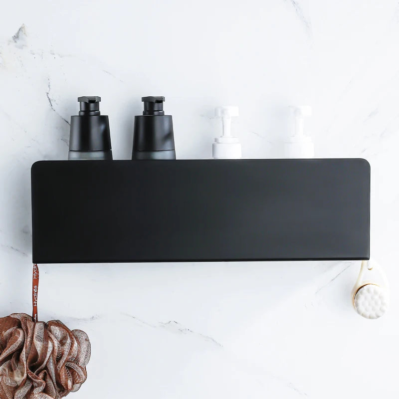 etagère de rangement murale avec crochets en aluminium pour douche et cuisine