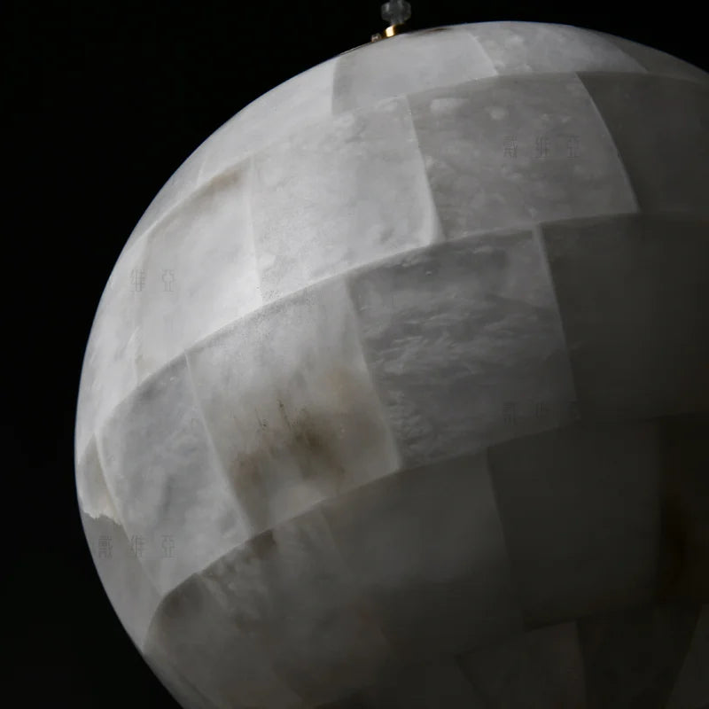 lustre sphérique suspendu en marbre naturel de luxe - vue 6 sur 6