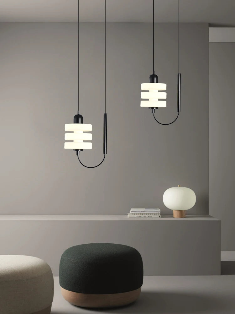 lustre en verre noir et blanc design moderne élégant