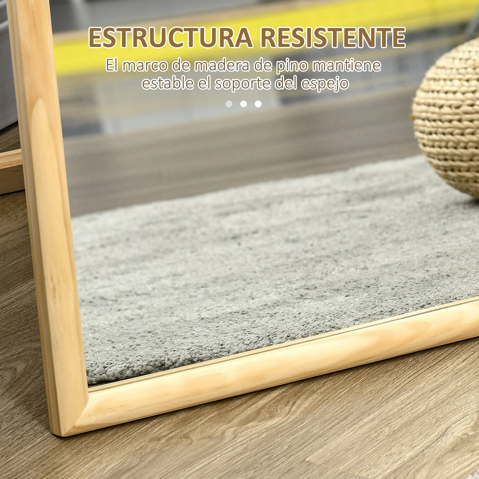 miroir de sol en bois massif design élégant pour intérieur - vue 7 sur 7