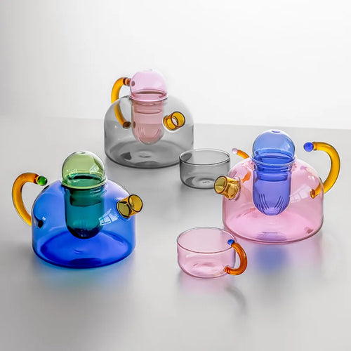 Théière verre résistant chaleur filtre intégré style minimaliste