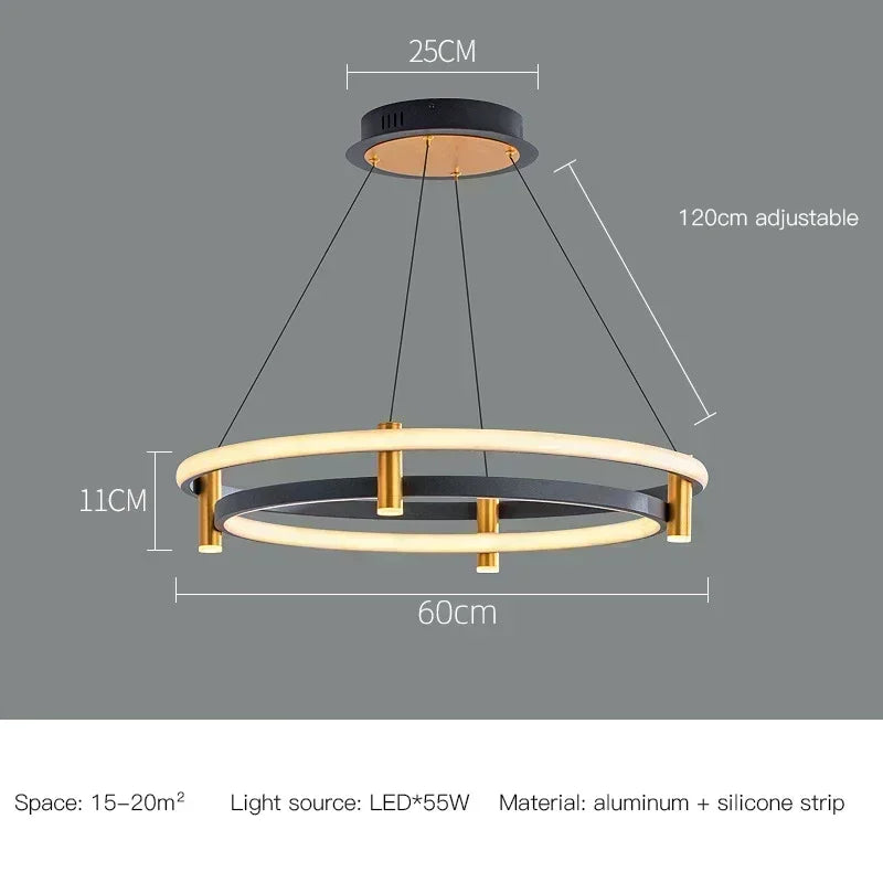 lustre moderne en anneau avec éclairage led décoratif - vue 11 sur 11