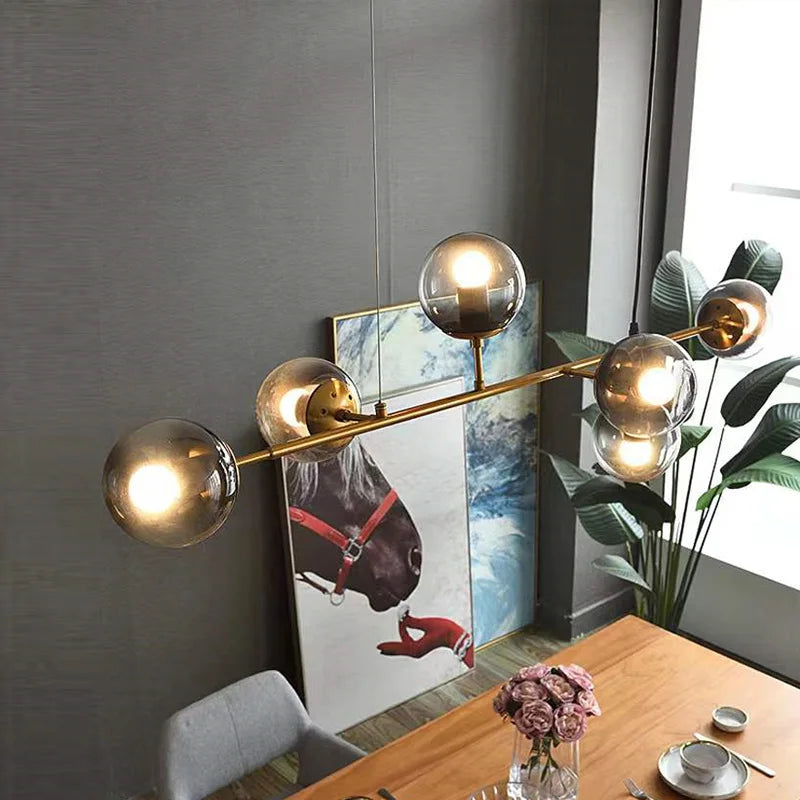 Lustre boule en verre moderne design - vue 5 sur 14