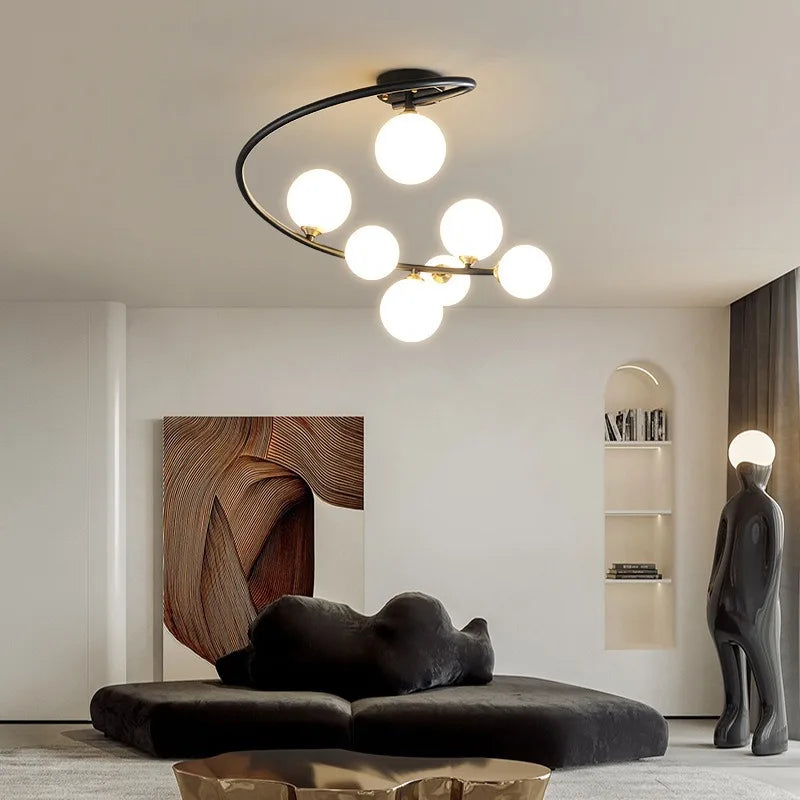 plafonnier moderne en cuivre irrégulier avec lumière personnalisée - vue 5 sur 9