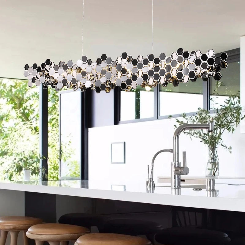 lustre de luxe post-moderne en acier inoxydable pour restaurant - vue 3 sur 5