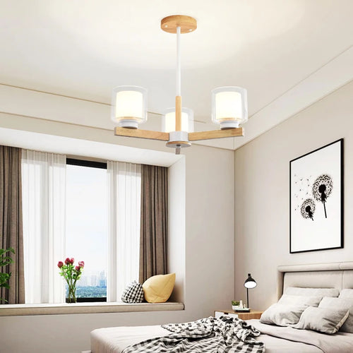 lustre en bois vintage à led pour intérieur rustique - vue 4 sur 14