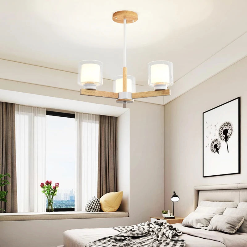 lustre en bois vintage à led pour intérieur rustique - vue 3 sur 14