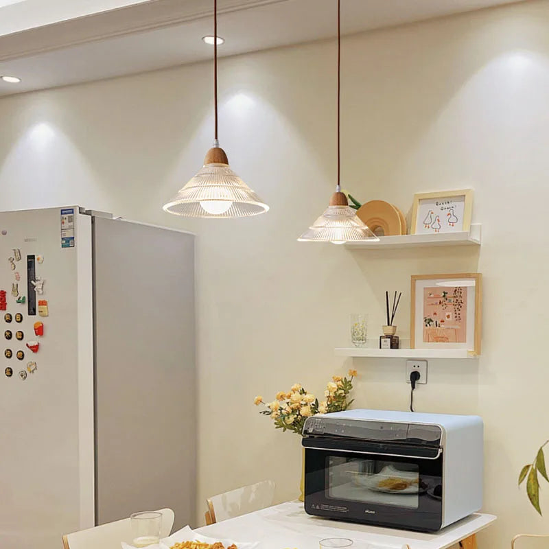 Suspension en verre nordique japonais journal vent café restaurant trois petit lustre chambre chevet bar table à manger lampes