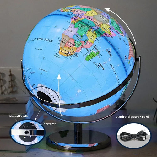 globe terrestre rotatif éducatif lumineux en anglais pour géographie - vue 2 sur 18