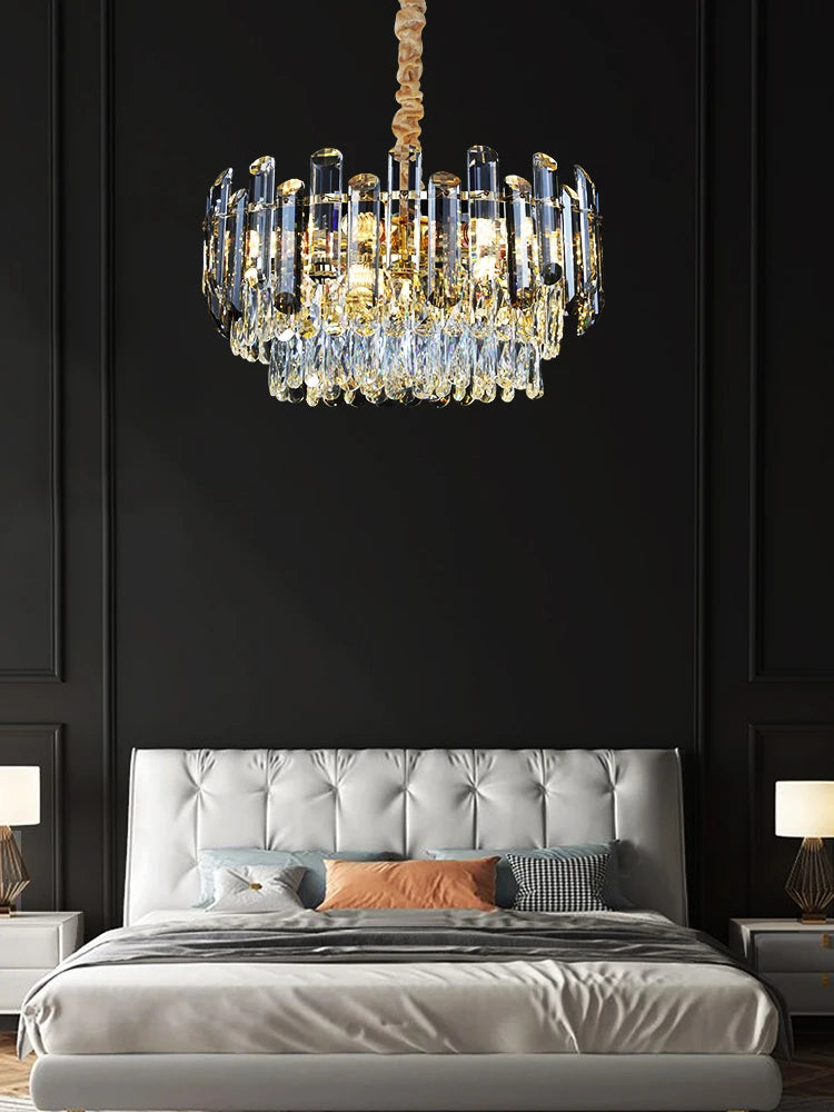 Modern minimalist style K9 crystal LED restaurant chandelier, Nordic designer living room luxury home decoration chandelier - vue 5 sur 11