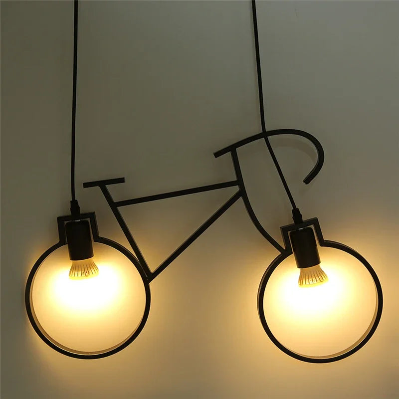 suspension modernes en fer forme vélo pour décoration maison - vue 3 sur 12