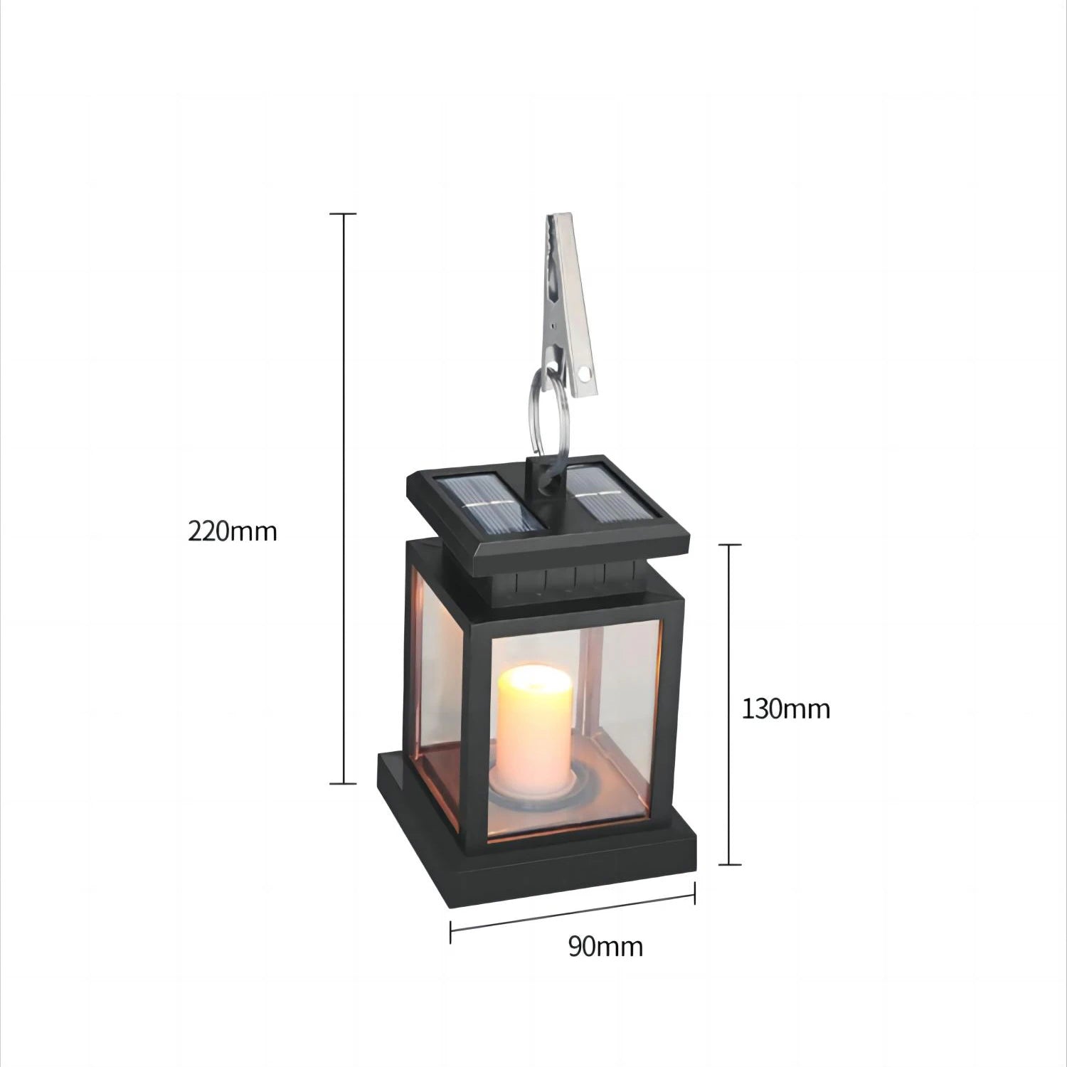 LED lumières solaires bougie lanterne extérieure palais lanterne lampe de jardin avec crochet paysage éclairage lampadaires étanche noël - vue 7 sur 7