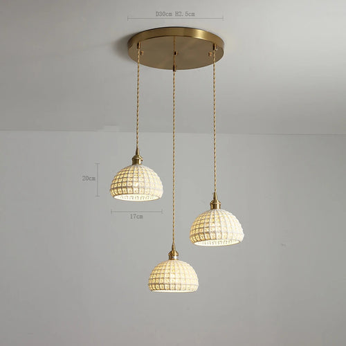 suspension LED blanc en céramique luminaires maison éclairage intérieur chambre salon à côté nordique moderne cuivre suspension lampe - vue 18 sur 23