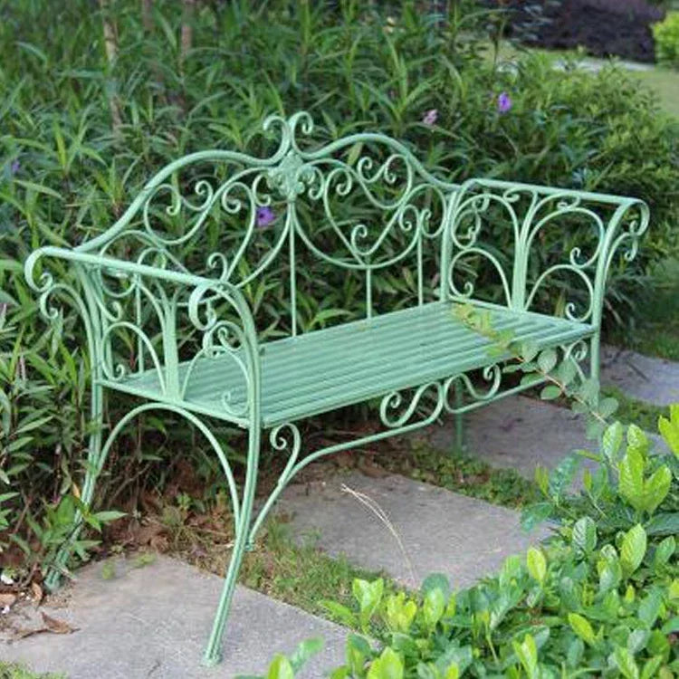 banc de jardin fer forgé table et chaises extérieur