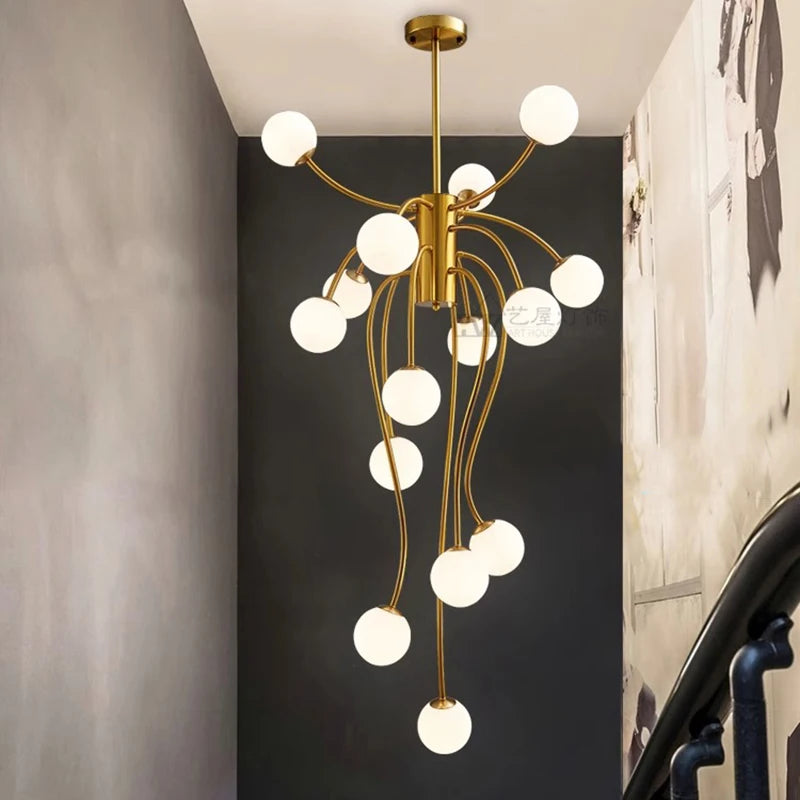 Nordic home decoration, stair chandelier, living room and dining room Pendant lights, ceiling light, indoor lighting - vue 3 sur 8