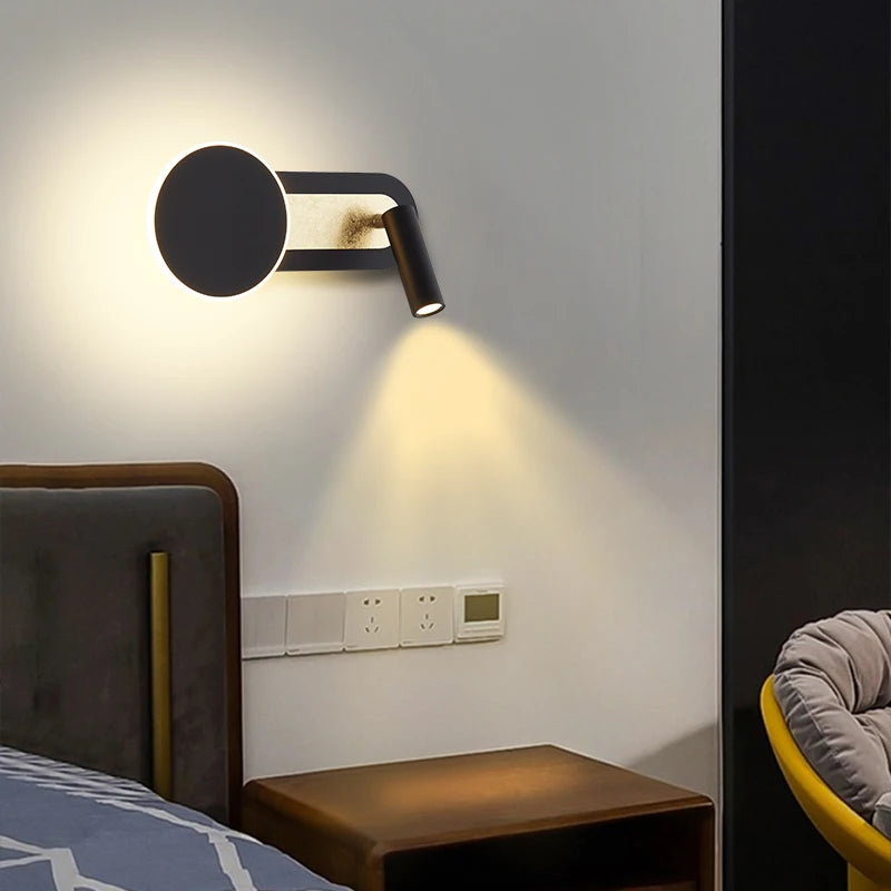 applique murale led nordique moderne rotative 350° avec interrupteur