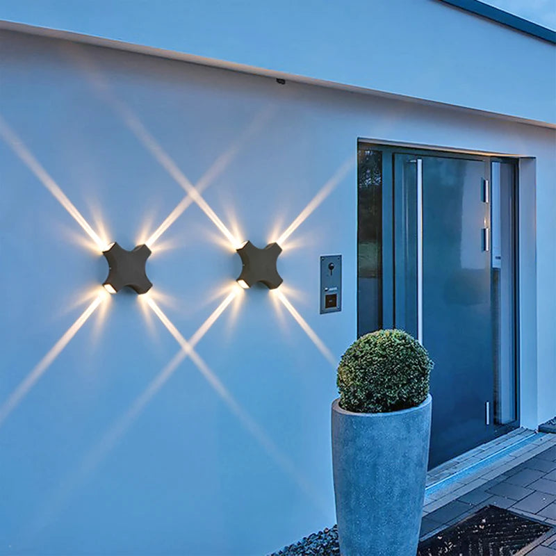 Moderne Simple 12W croix étoile lumière extérieure étanche applique murale LED décor porte d'entrée appliques jardin porche applique murale IP65 - vue 4 sur 7