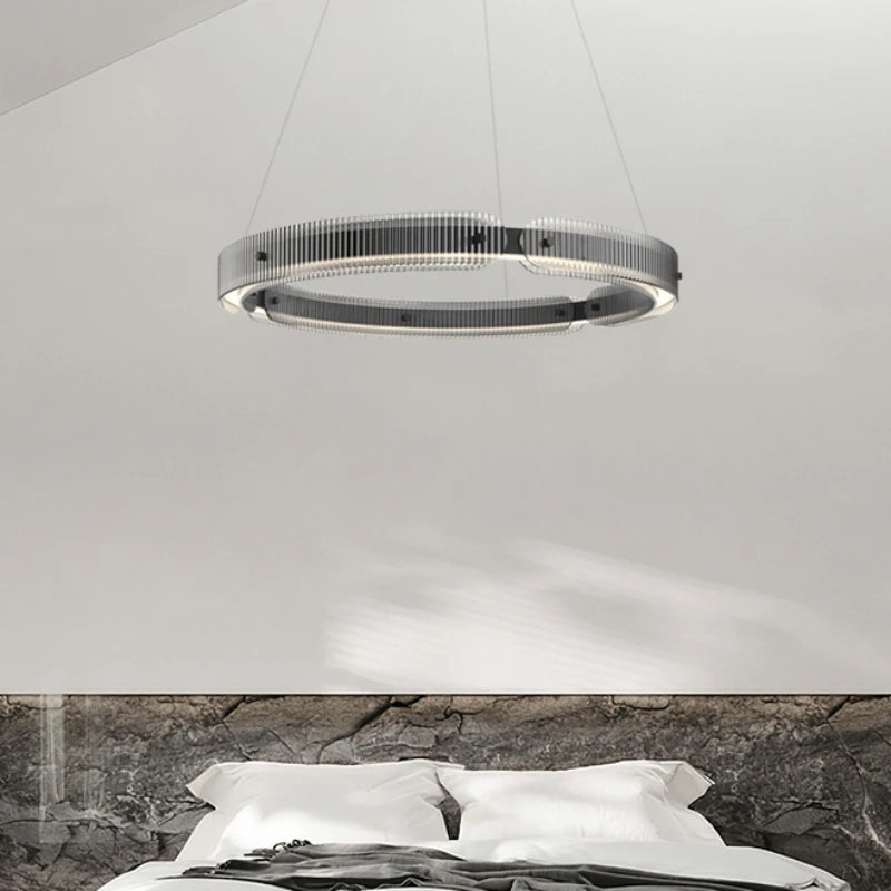 lustre en verre fumé design moderne suspension décorative - vue 3 sur 7