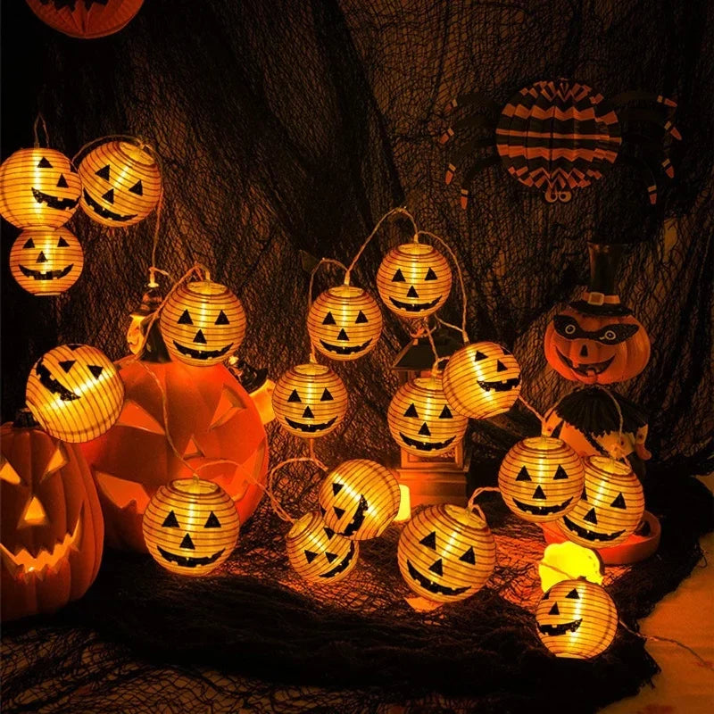 guirlande lumineuse citrouille pour décor halloween en intérieur extérieur - vue 6 sur 7