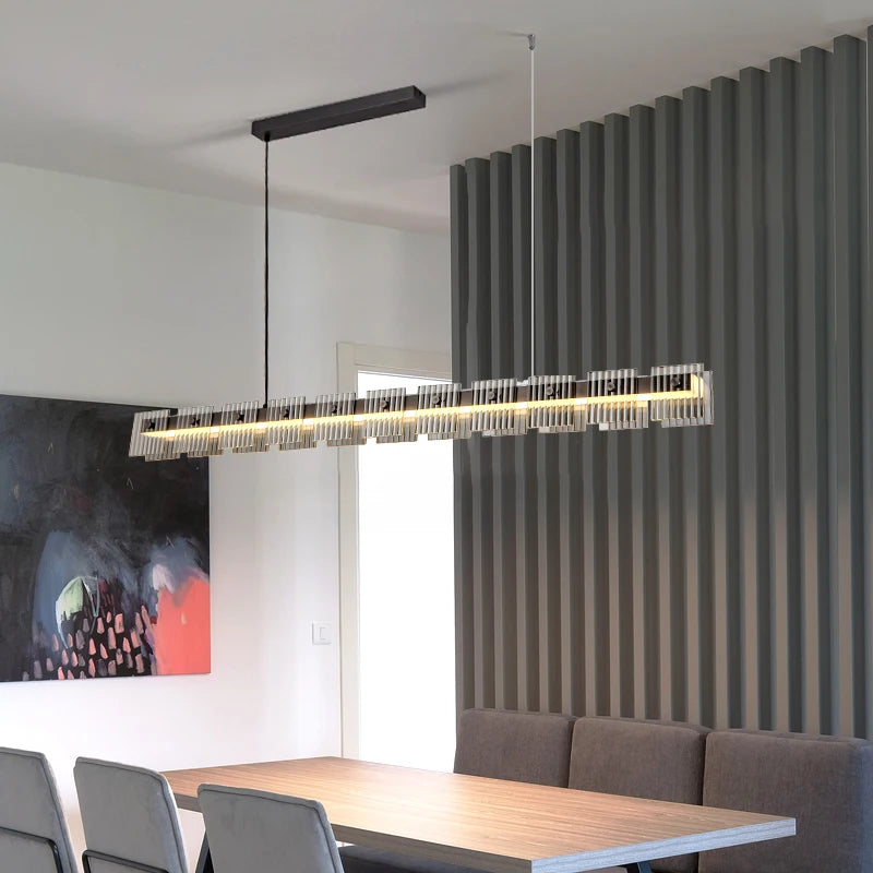 suspension moderne en acier inoxydable avec éclairage led élégant - vue 5 sur 9