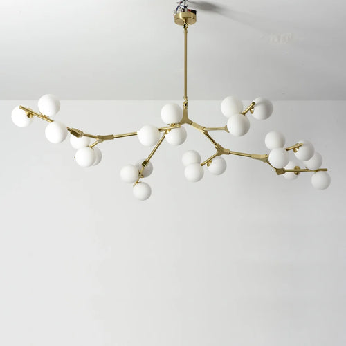 lustre en verre avec branches d'arbre et boules lumineuses - vue 7 sur 12