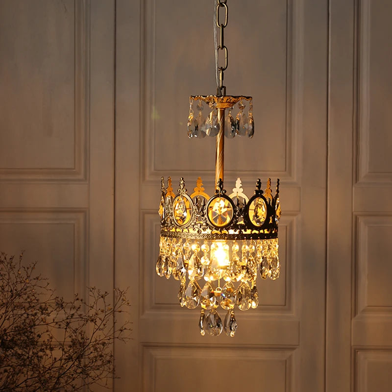 lustre rétro en cristal pour éclairage intérieur décoratif - vue 6 sur 14