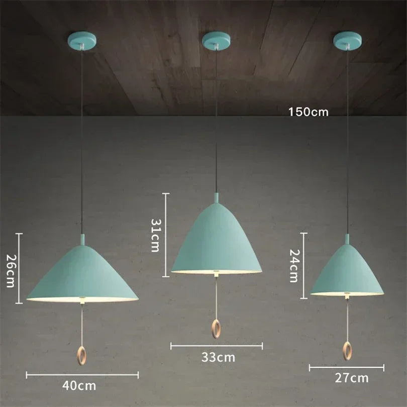 Denmark Designer Pendant Lamp Macaron Suspension Dinning Room Bedroom Ceiling Hanging Pull Switch Light Fixtures - vue 5 sur 10