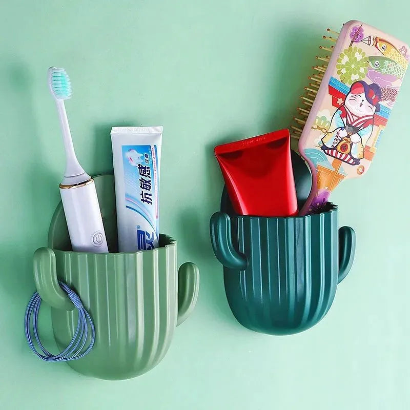 support mural auto-adhésif pour rangement de brosse et dentifrice cactus - vue 4 sur 10