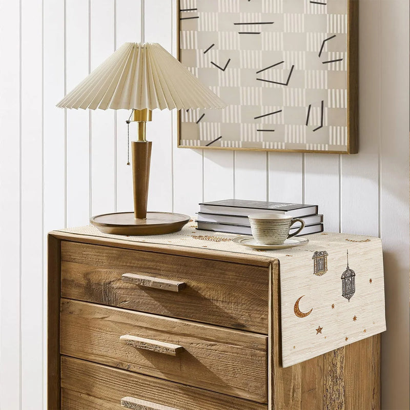 Chemin de table ramadan motifs lanterne lune étoiles