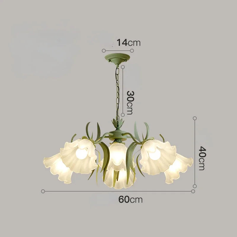 lustre à la française en verre avec fleurs style muguet - vue 8 sur 10