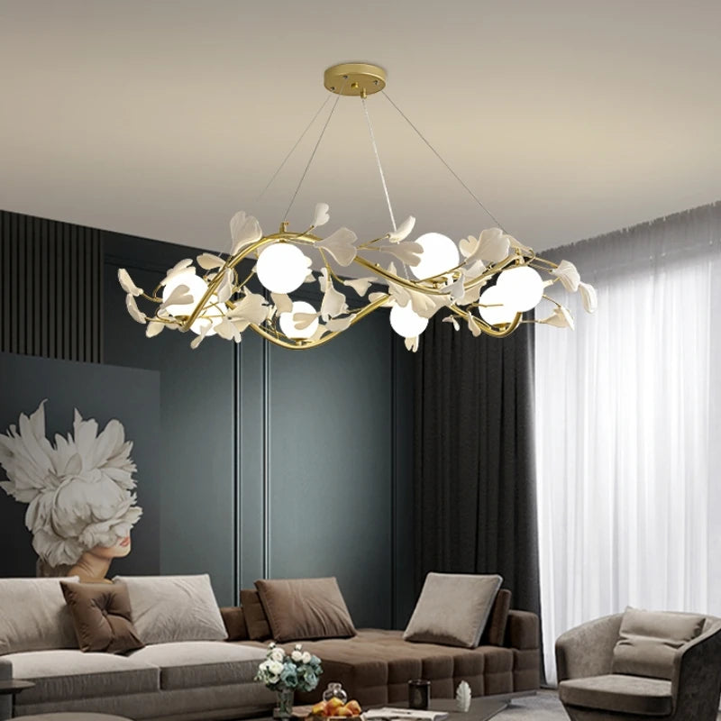 suspension luxe ginkgo design moderne pour éclairage élégant - vue 5 sur 13