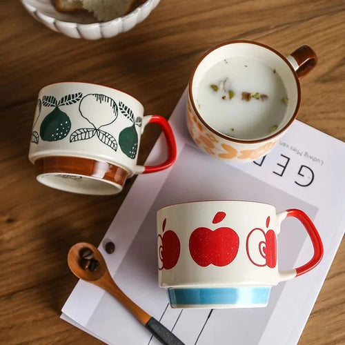 ensemble tasses japonaises céramique motif floral rétro 300ml