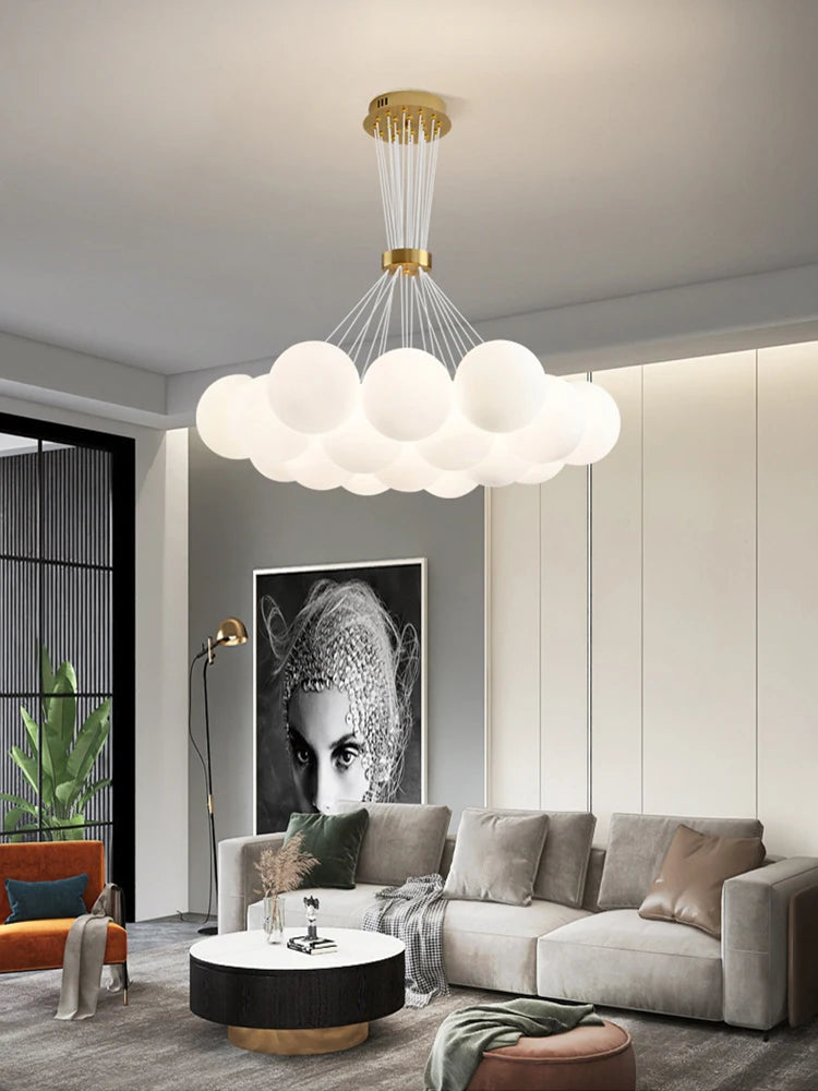 lustre sphérique planète led moderne réglable en hauteur pour décoration - vue 3 sur 19