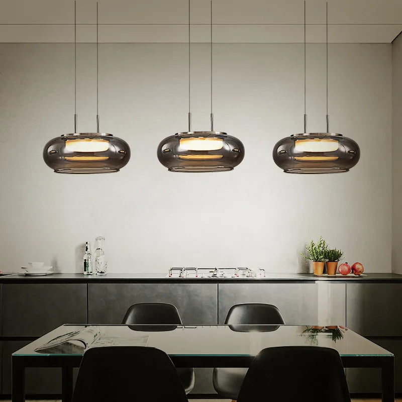 lampe led suspendue nordique en verre pour décoration intérieure cordon réglable - vue 2 sur 8