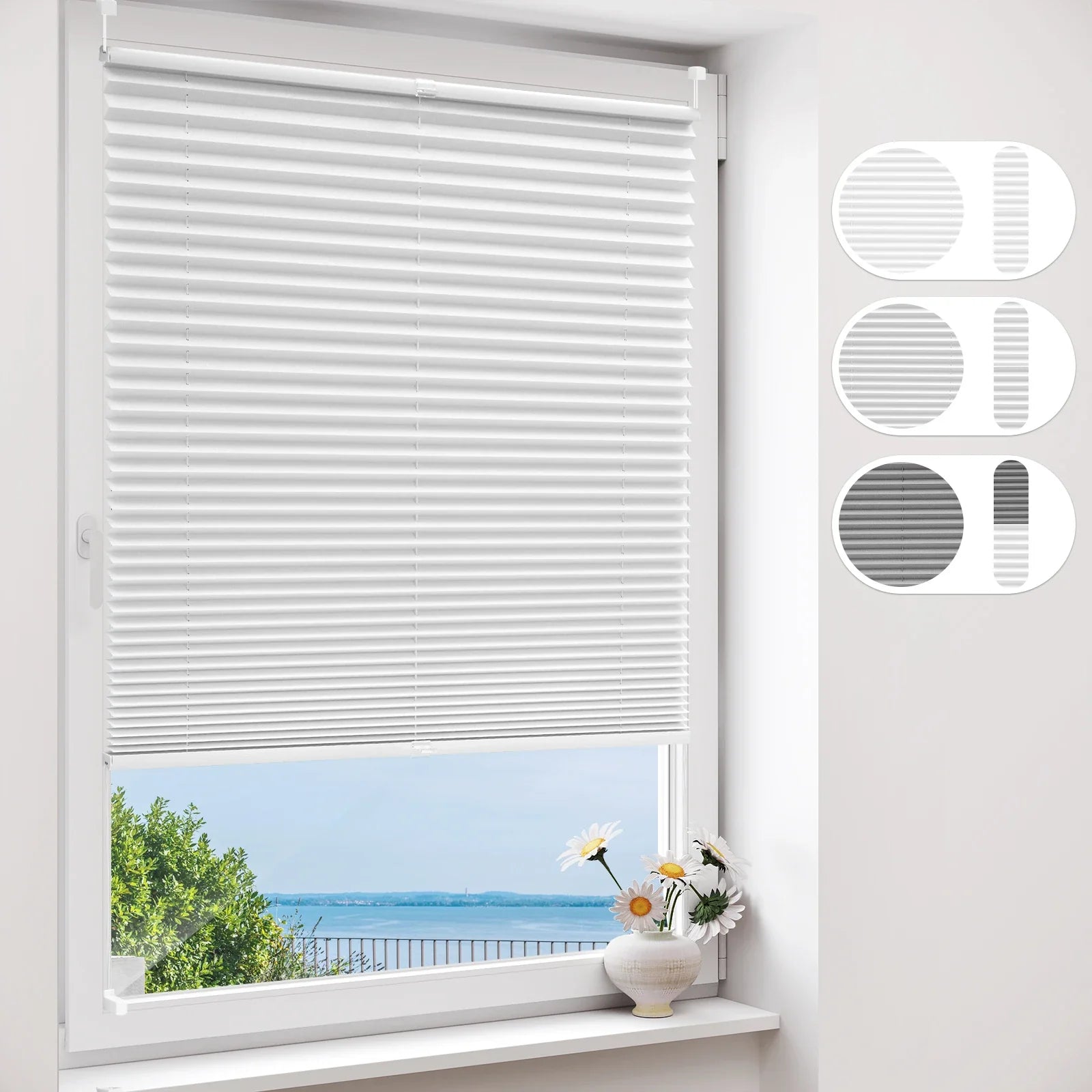 Store plissé sans perçage protection solaire fenêtre intérieur