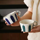 Mug ceramique style nordique motifs geometriques anse peinte